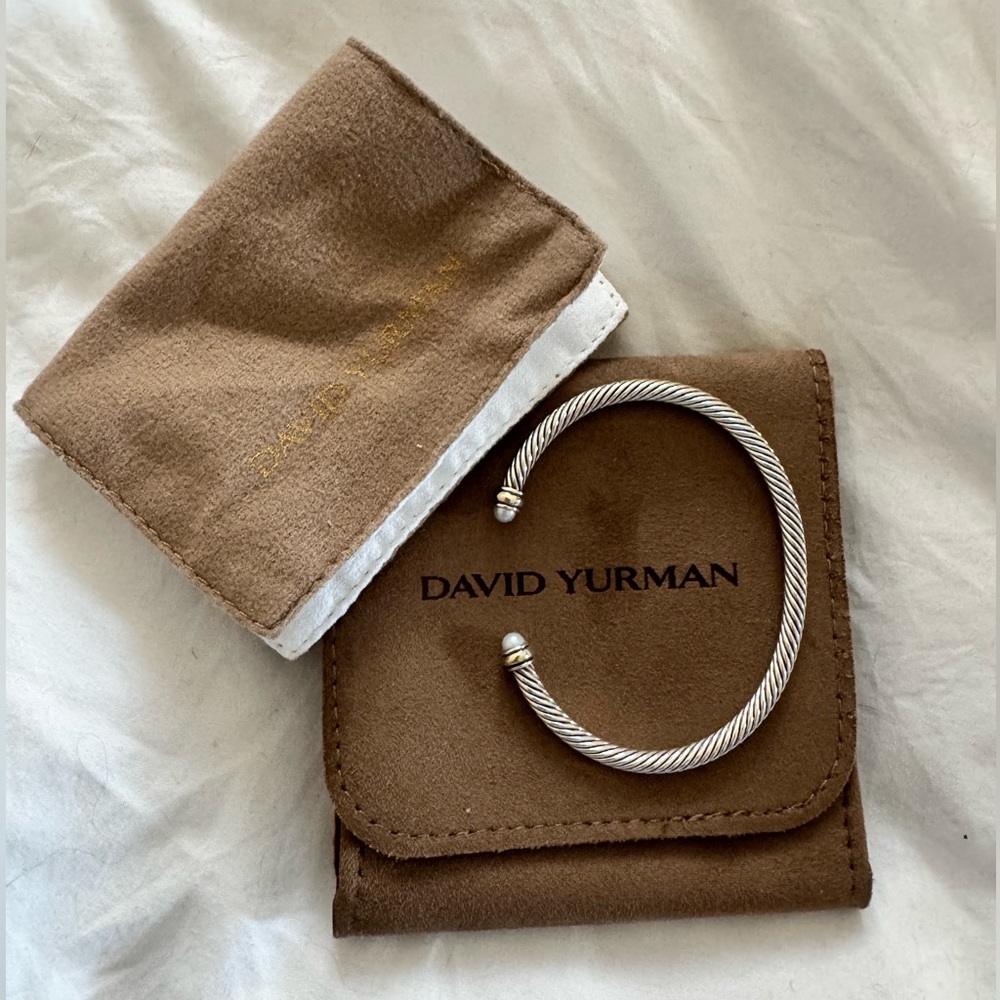 David Yurman Sterling Cable Cuff Bracelet with Gold Accents